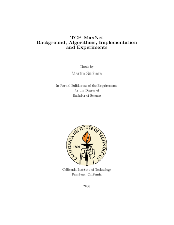 (PDF) TCP MaxNet: Background, Algorithms, Implementation and Experiments