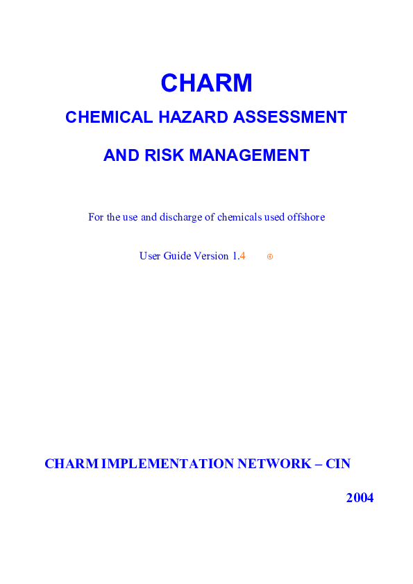 (PDF) CHARM CHEMICAL HAZARD ASSESSMENT AND RISK MANAGEMENT For the use