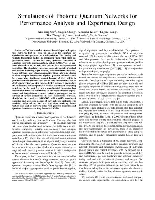 (PDF) Simulations of Photonic Quantum Networks for Performance Analysis ...