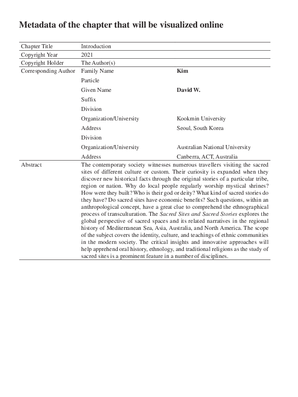 (PDF) Introduction of Sacred Sites and Sacred Stories Across Cultures ...