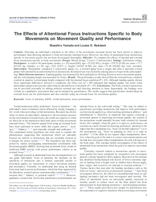(PDF) The Effects of Attentional Focus Instructions Specific to Body ...