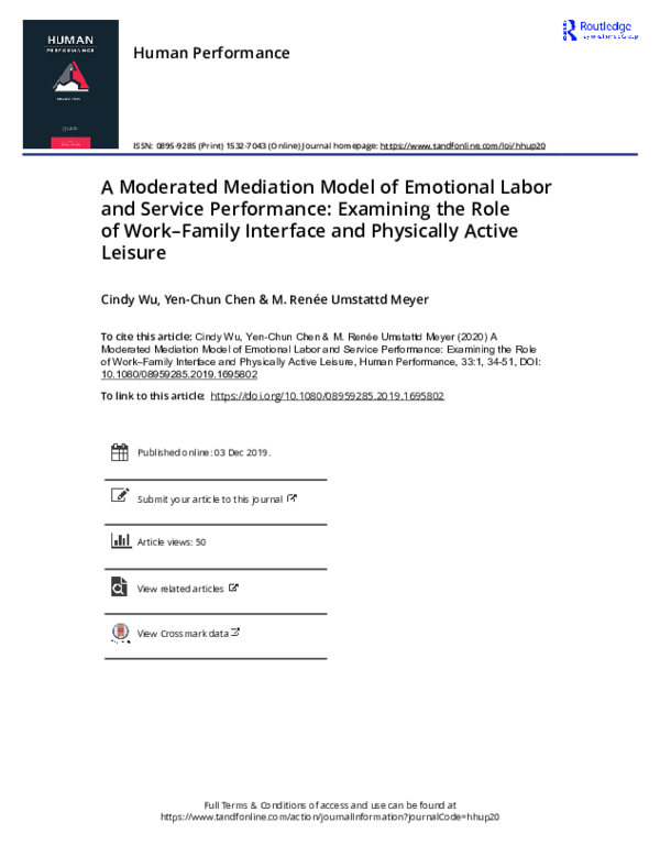 (PDF) A Moderated Mediation Model of Emotional Labor and Service ...