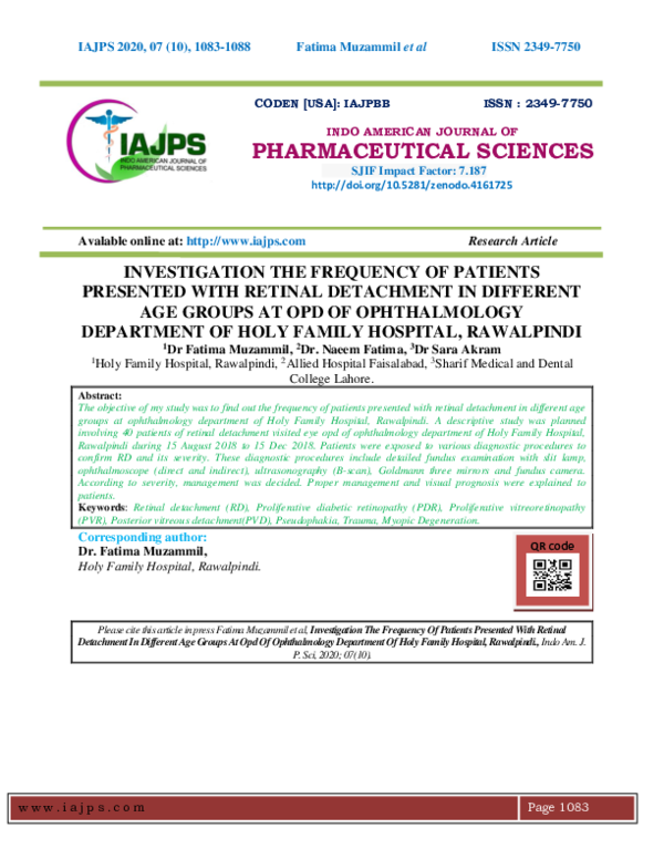 (PDF) INVESTIGATION THE FREQUENCY OF PATIENTS PRESENTED WITH RETINAL