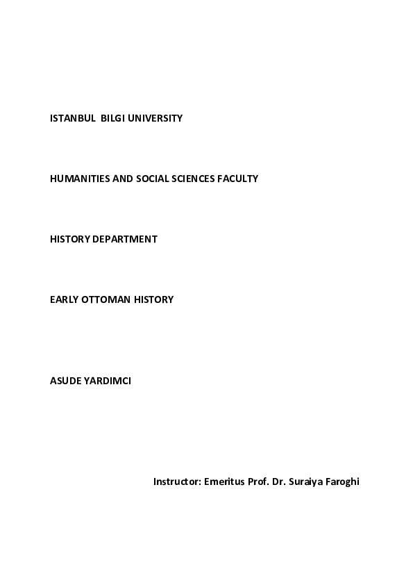 (PDF) EARLY OTTOMAN HISTORY Asude Yardımcı Academia.edu