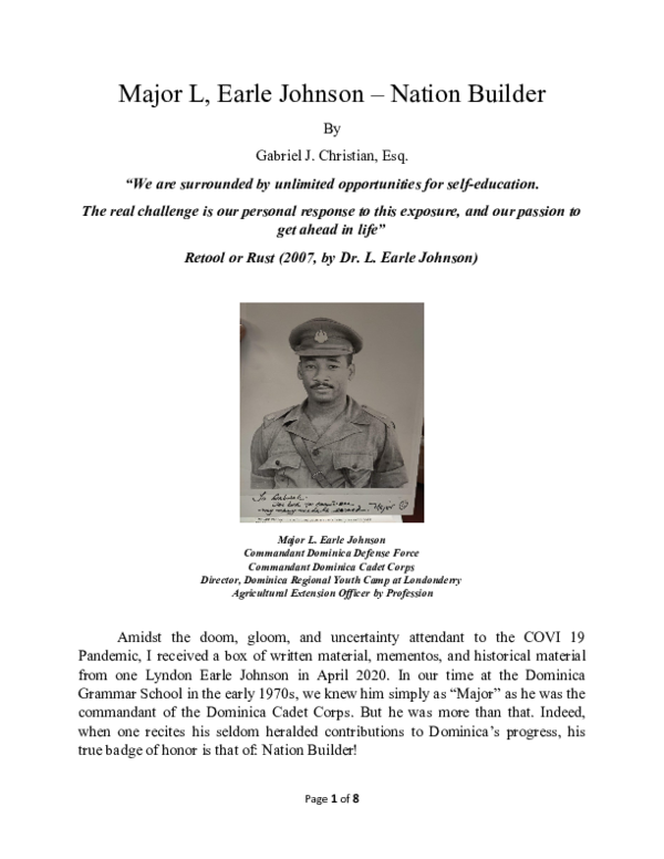(DOC) Major L, Earle Johnson Nation Builder Gabriel J Christian