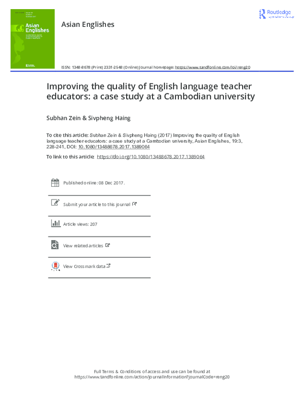 (PDF) Improving the quality of English language teacher educators: a ...