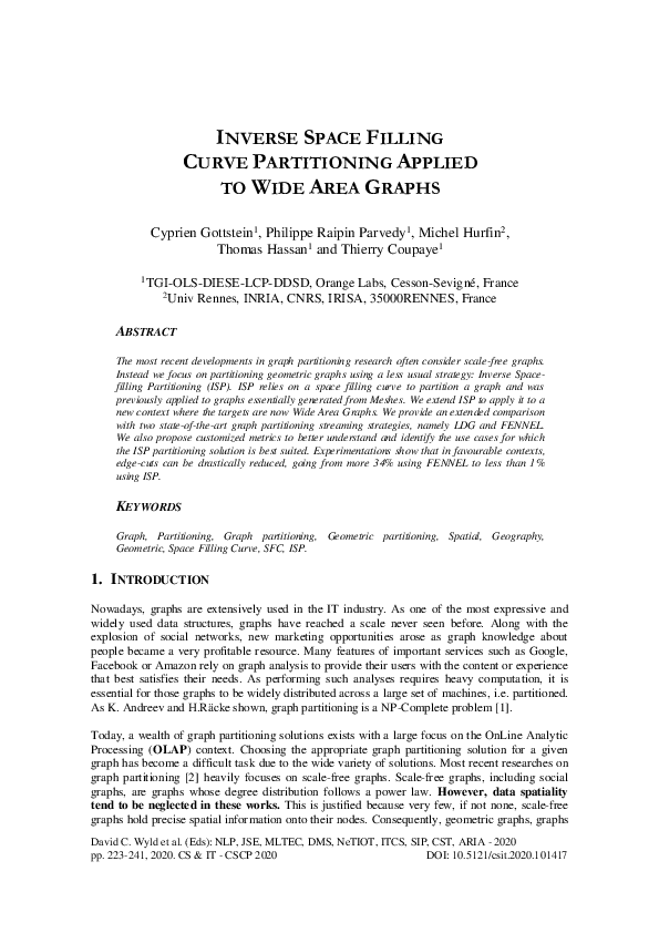 (PDF) INVERSE SPACE FILLING CURVE PARTITIONING APPLIED TO WIDE AREA GRAPHS