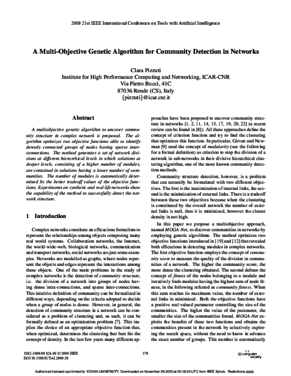 (PDF) A Multi-Objective Genetic Algorithm for Community Detection in ...
