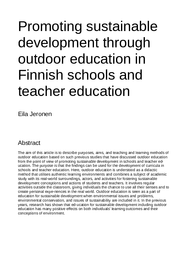(PDF) Promoting sustainable development through outdoor education in ...