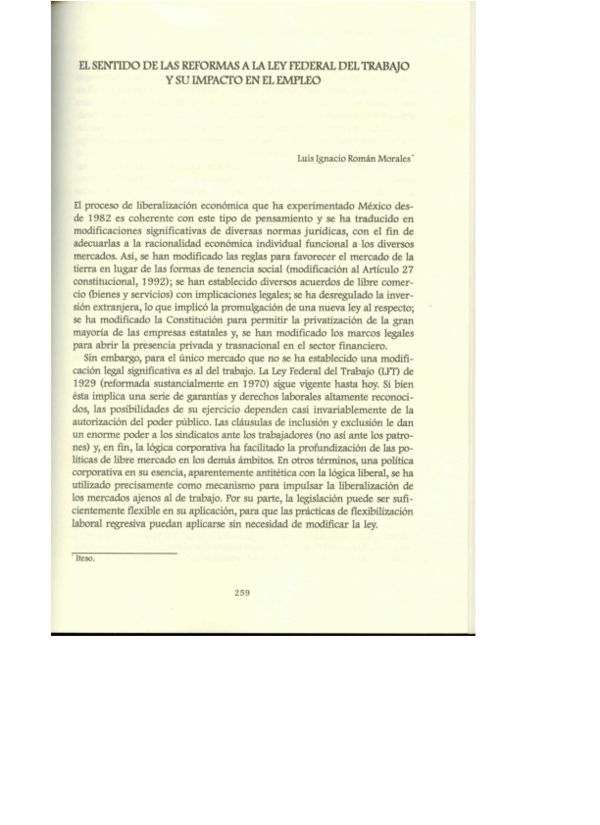 (PDF) EL SENTIDO DE LAS REFORMAS A LA LEY FEDERAL DEL TRABAJO Y SU ...
