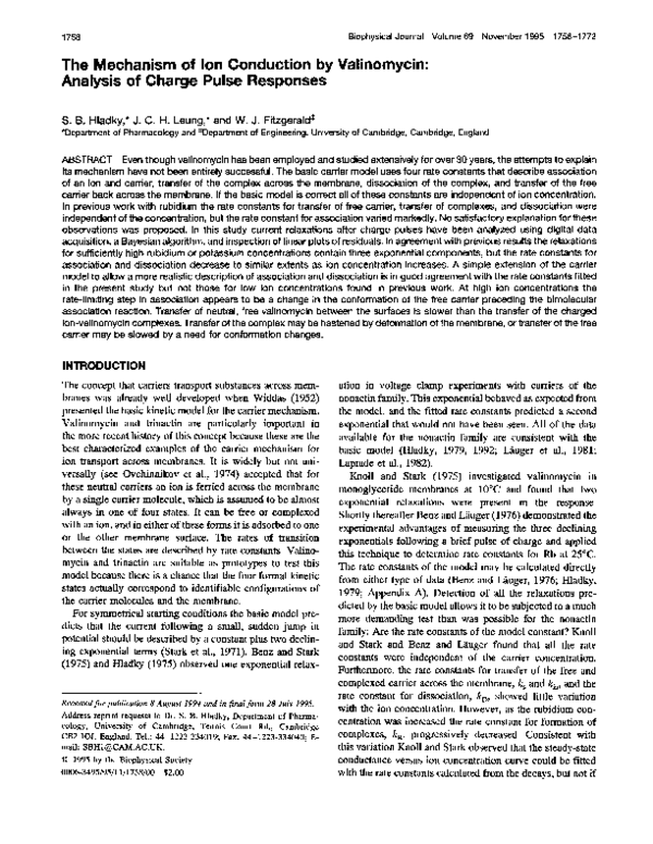 (PDF) The mechanism of ion conduction by valinomycin: analysis of ...