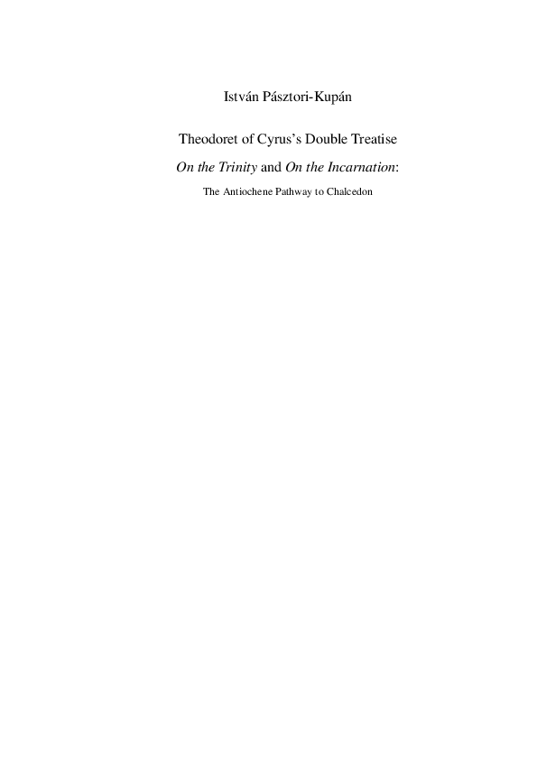 (PDF) Theodoret of Cyrus's Double Treatise On the Trinity and On the ...