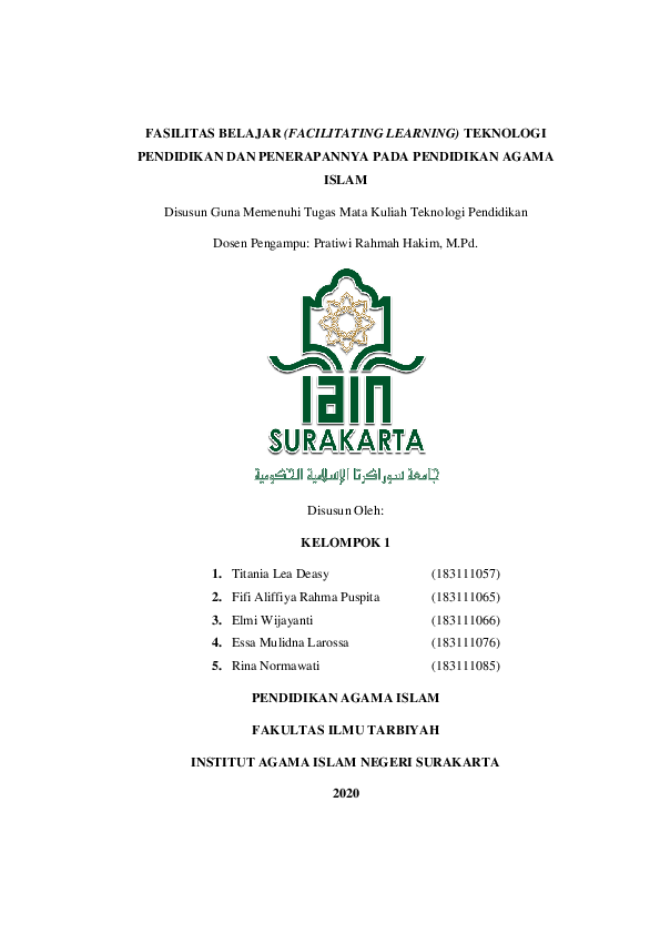 (PDF) FASILITAS BELAJAR (FACILITATING LEARNING) TEKNOLOGI