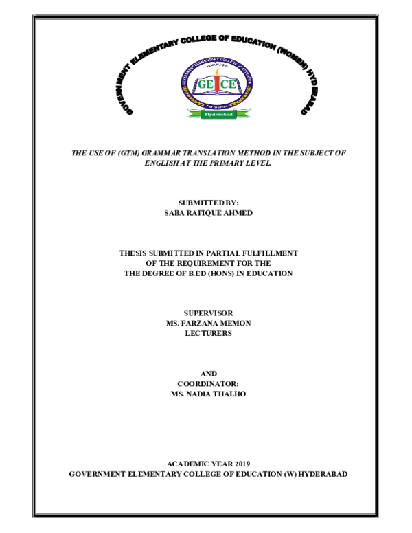 (PDF) Action Research: THE USE OF (GTM) GRAMMAR TRANSLATION METHOD IN ...
