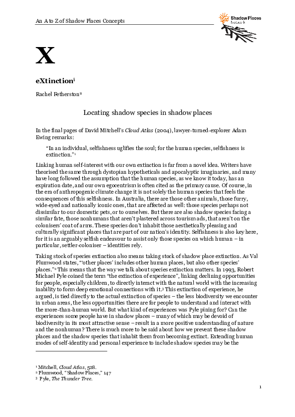 (PDF) eXtinction: Locating shadow species in shadow places