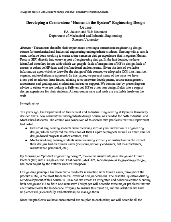 (PDF) Developing a Cornerstone 