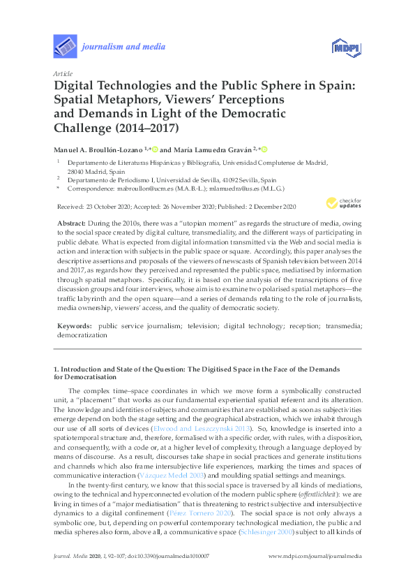 (PDF) Digital Technologies and the Public Sphere in Spain: Spatial ...