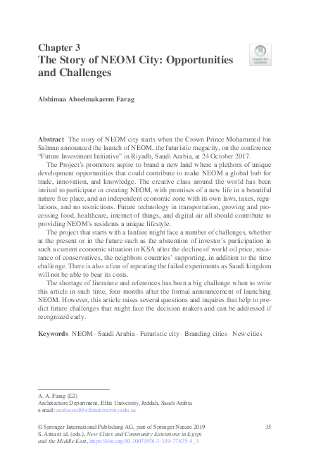 (PDF) The Story of NEOM City: Opportunities and Challenges