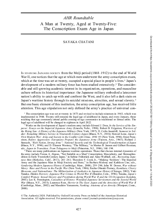 (PDF) A Man at Twenty, Aged at Twenty-Five: The Conscription Exam Age ...