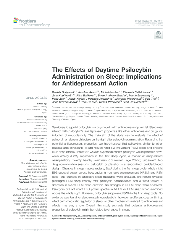 (PDF) The Effects of Daytime Psilocybin Administration on Sleep ...