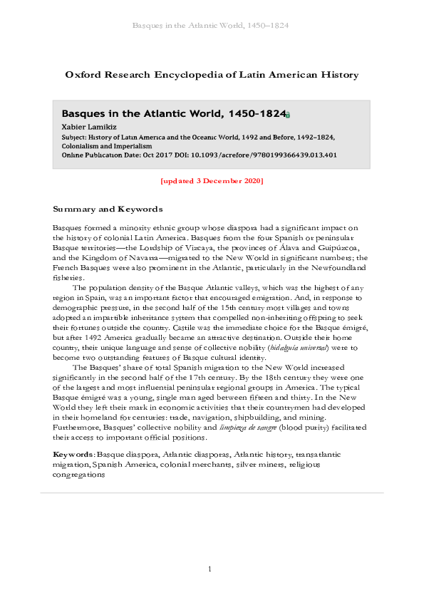 Basques in the Atlantic World, 1450-1824 (2017)