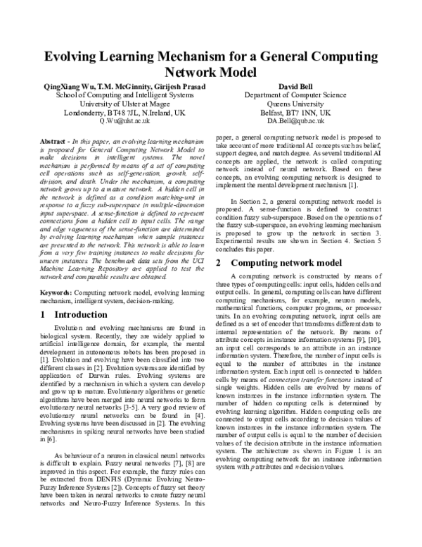 (PDF) Evolving learning mechanism for a general computing network model
