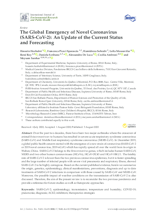 (PDF) The Global Emergency of Novel Coronavirus (SARS-CoV-2): An Update ...