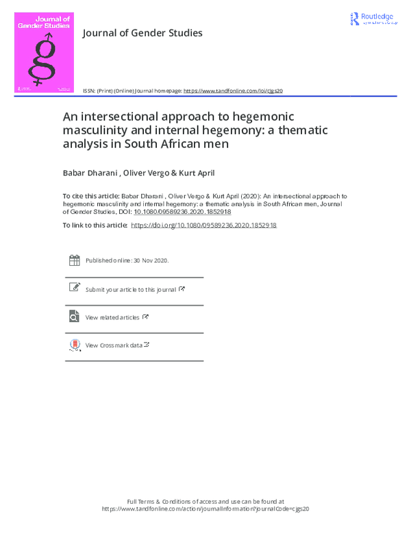 (PDF) An Intersectional Approach to Hegemonic Masculinity and Internal ...