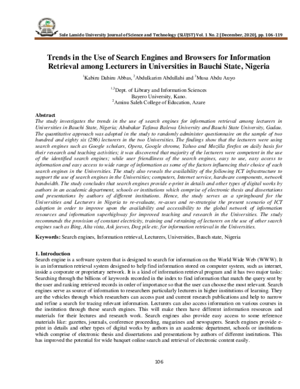 (PDF) Trends in the Use of Search Engines and Browsers for Information ...