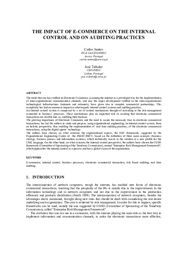 (PDF) The Impact of E-Commerce on the Internal Control and on Auditing ...