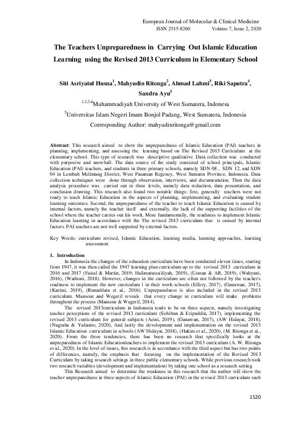 (PDF) European Journal of Molecular & Clinical Medicine The Teachers ...