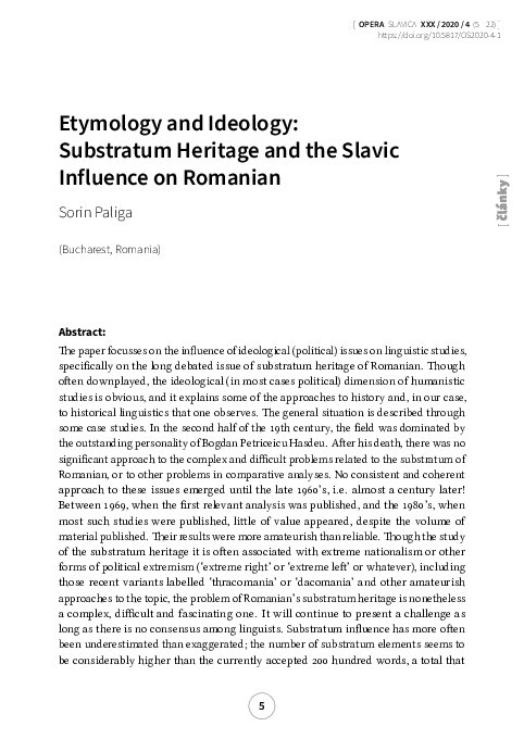 (PDF) Etymology and Ideology: Substratum Heritage and the Slavic ...