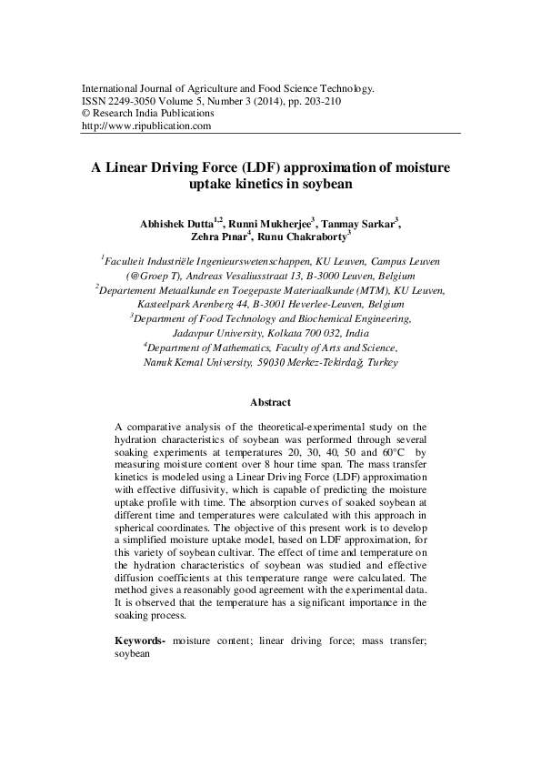 (PDF) A Linear Driving Force (LDF) approximation of moisture uptake ...