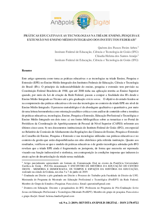 (PDF) PRÁTICAS EDUCATIVAS E AS TECNOLOGIAS NA TRÍADE ENSINO, PESQUISA E ...