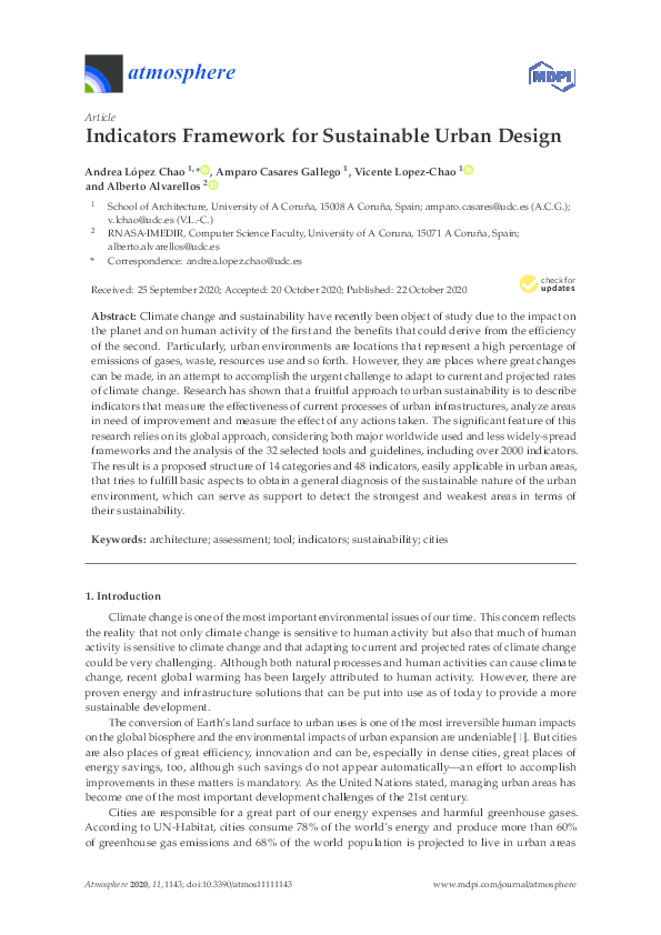 (PDF) Indicators Framework for Sustainable Urban Design