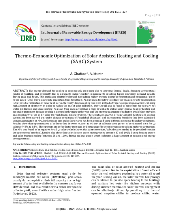(PDF) Thermo-Economic Optimization of Solar Assisted Heating and ...