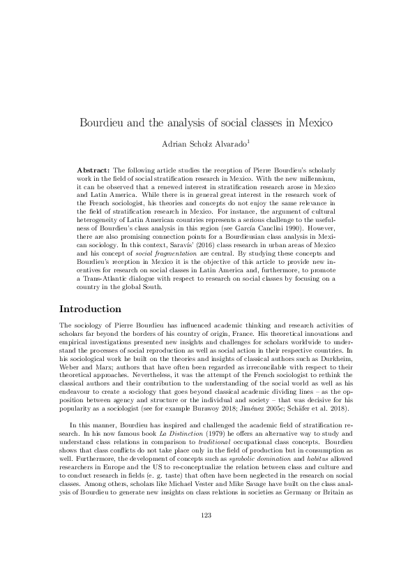 (PDF) Bourdieu and the analysis of social classes in Mexico Adrian