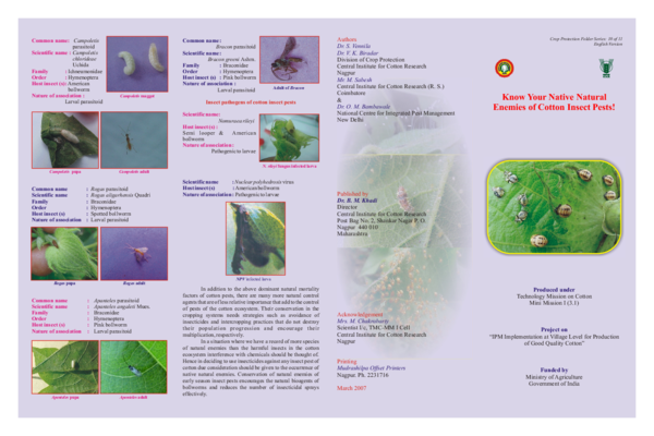(PDF) Know your natural enemies of cotton insect pest
