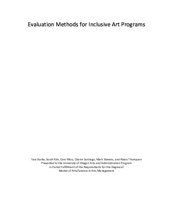 (PDF) Evaluation Methods for Inclusive Art Programs
