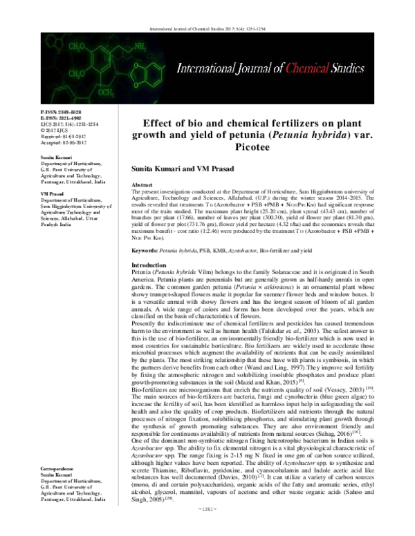 (PDF) Effect of bio and chemical fertilizers on plant growth and yield ...