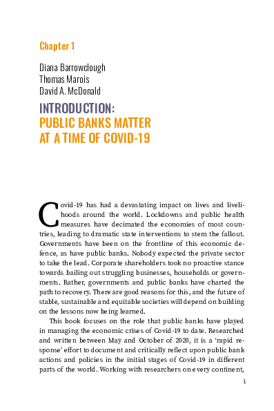 INTRODUCTION: PUBLIC BANKS MATTER AT A TIME OF COVID-19