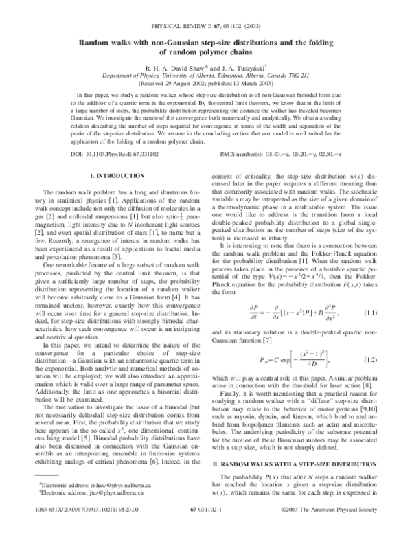 (PDF) Random walks with non-Gaussian step-size distributions and the ...