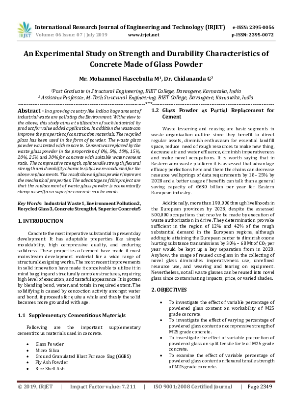 (PDF) An Experimental Study on Strength and Durability Characteristics ...