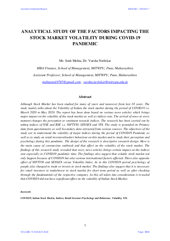 (PDF) ANALYTICAL STUDY OF THE FACTORS IMPACTING THE STOCK MARKET ...