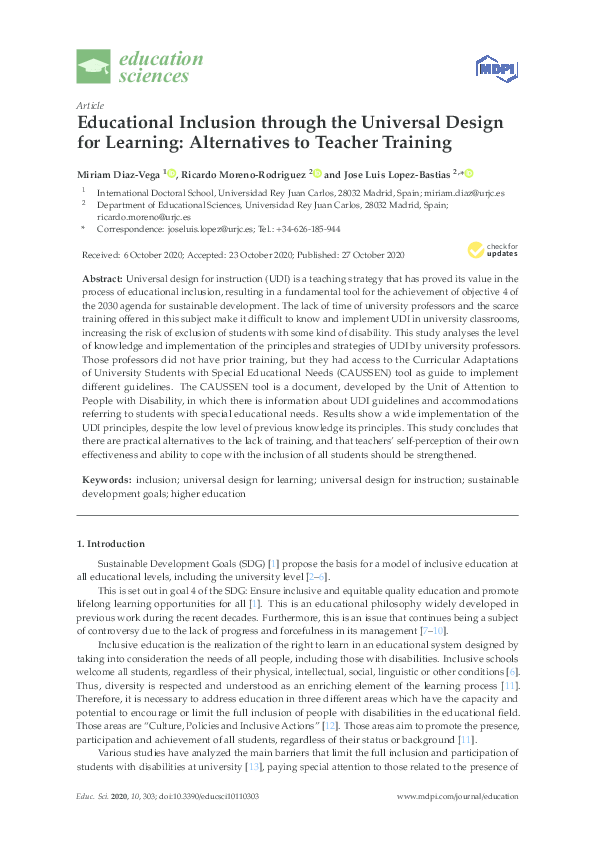 (PDF) Educational Inclusion through the Universal Design for Learning ...