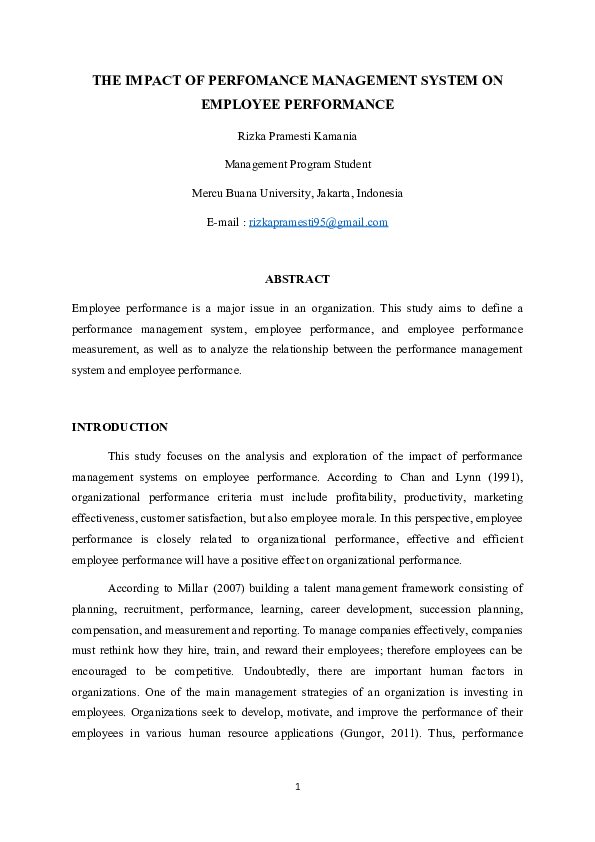 (DOC) THE IMPACT OF PERFOMANCE MANAGEMENT SYSTEM ON EMPLOYEE PERFORMANCE