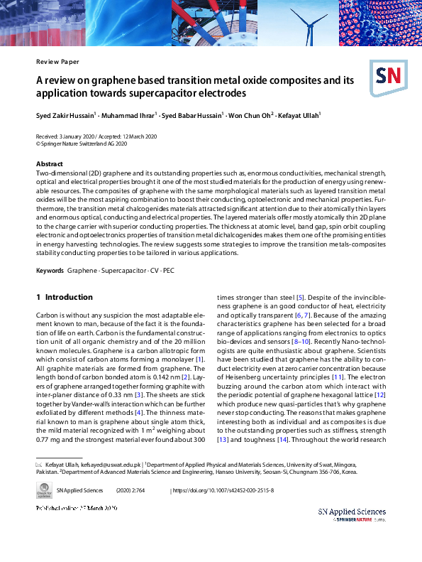 (PDF) A review on graphene based transition metal oxide composites and ...