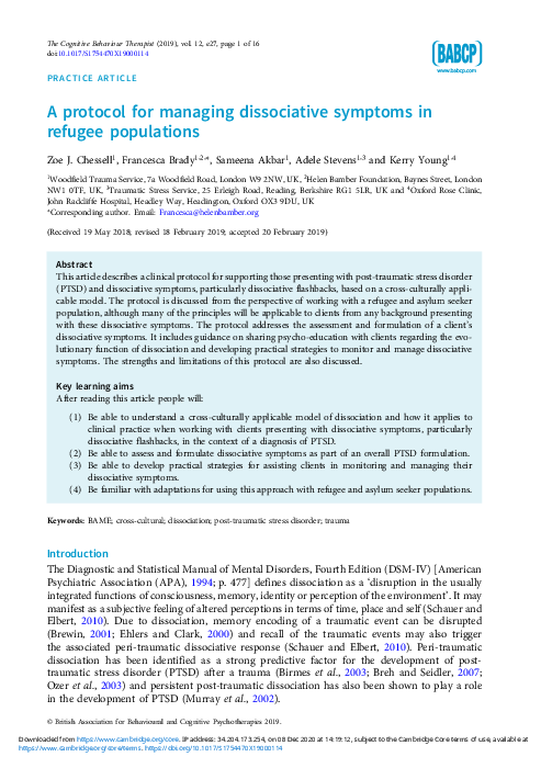 (PDF) Dissociation, the defence cascade and 