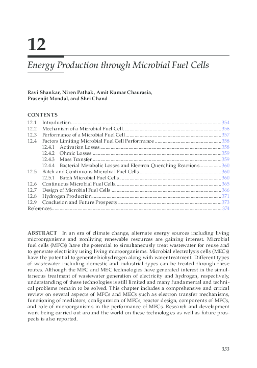 (PDF) Energy Production through Microbial Fuel Cells