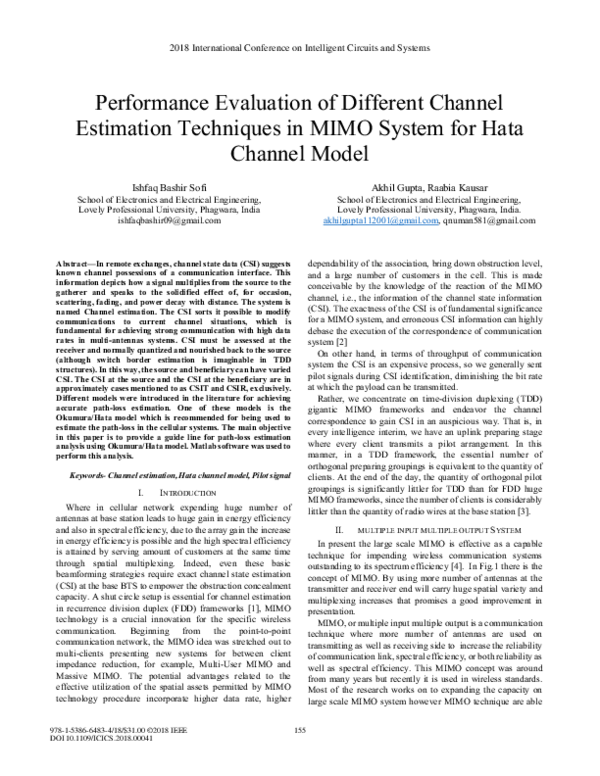 (PDF) Performance Evaluation of Different Channel Estimation Techniques ...